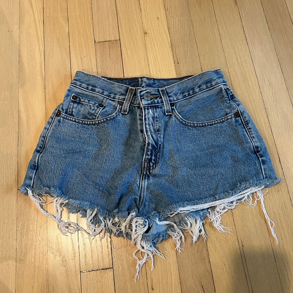 Vintage Levi's Blue Frayed Jean Shorts